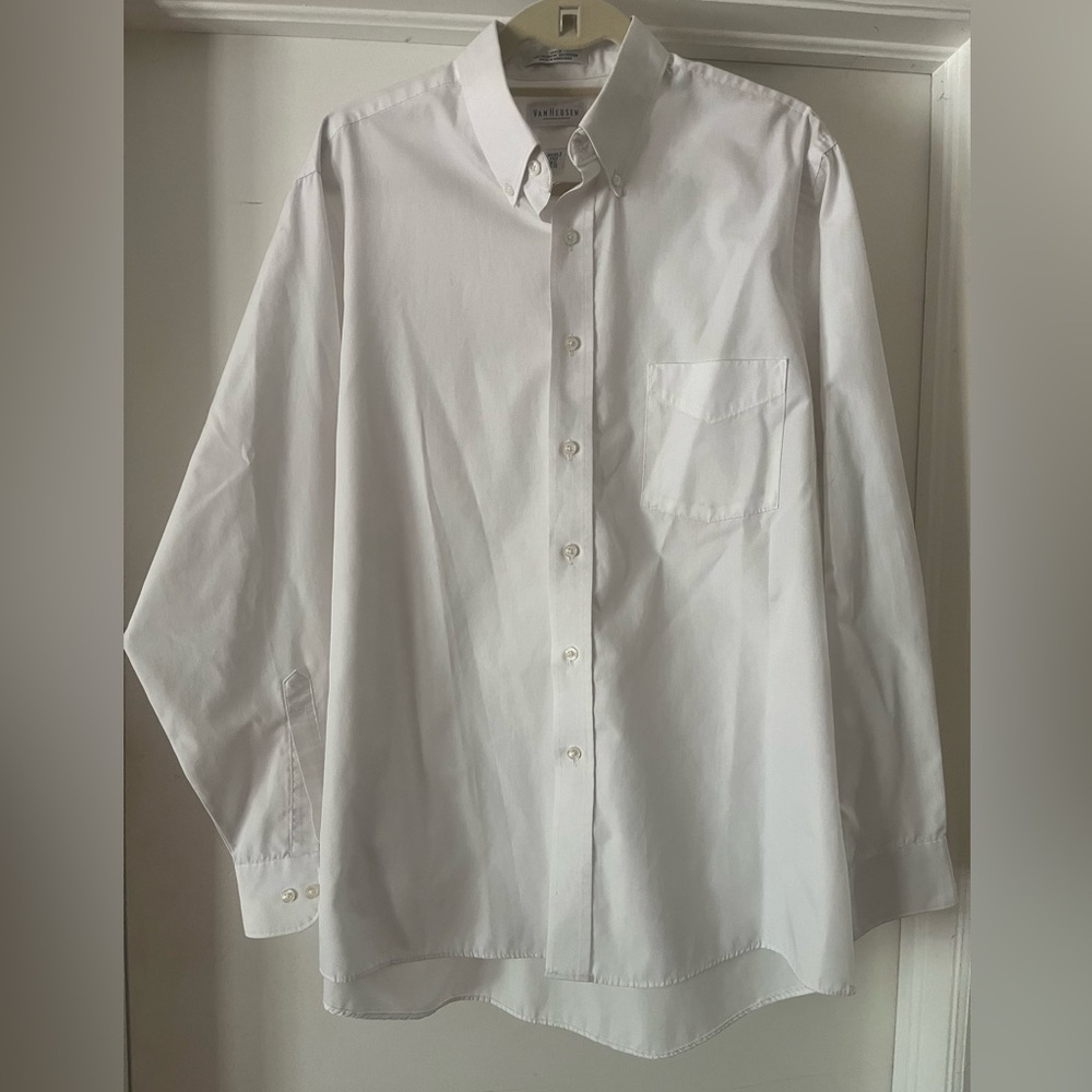 Van Heusen White Casual Button Down Shirt